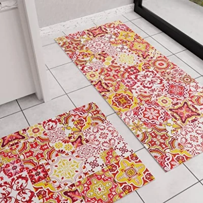 Imagen de PETTI Artigiani Italiani Alfombra de Cocina, Lavable, Antideslizante, Cocina 52 x 380 cm, diseño Rojo Vietri, 100% Fabricado en Italia
