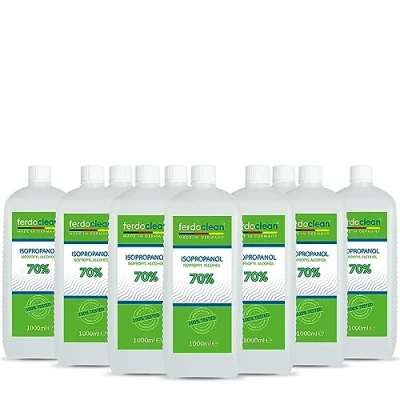 Imagen de ferdoclean 10 x 1000 ml Isopropanol 70% Disolvente 10L IPA alcohol Limpiador para el hogar, cocina, coche y más desengrasante