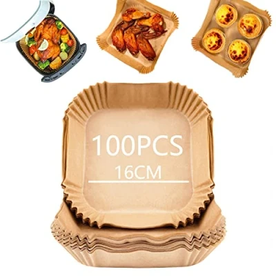 Imagen de Lumeiy Papel Para Freír en el Aire 100 Piezas de Cuadrado Hornear Barbacoa Especial Sartén Forro Desechable 16 * 4.5cm