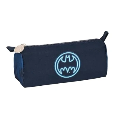 Imagen de BATMAN LEGENDARY Portatodo con cremallera y compartimiento, Estuche Infantil, Niño, Ideal para Niños en Edad Escolar, Cómodo Versátil, Calidad Resistencia, 21x7x8 cm, Color Azul Marino