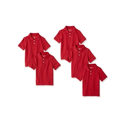 Imagen de Amazon Essentials Polos de piqué Manga Corta Niño, Pack 5, Rojo, 10 años
