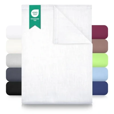Imagen de GREEN MARK Textilien Classic Sábana Manta 100% algodón sin elástico en Muchos tamaños y Colores Tamaño: 180x275 cm, Blanco