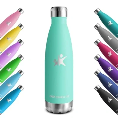 Imagen de KollyKolla Botella Termica, 500ml, Agua Acero Inoxidable, Termo Sin BPA, Cantimplora Termica Reutilizable, Water Bottle con Pared Doble Aislamiento, para Niños, Adultos, Deporte, Oficina