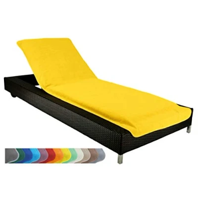 Imagen de Brandsseller Toalla XL para Tumbona Funda Protectora Colchoneta de Jardín o Playa Rizo 100% Algodón Aprox. 75 x 200 cm Dorado