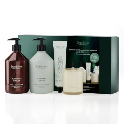 Imagen de Jean &amp; Len Mind Ceremony, caja de regalo alta calidad con 4 productos calidad, para el cuerpo y la mente, embalaje certificación FSC, set vegano
