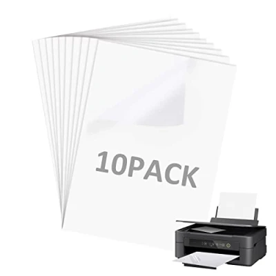 Imagen de DRERIO 10 Hojas Autoadhesivo Translúcido A4,Papel Vinilo Imprimible Papel Adhesivo Blanco para Impresoras de Inyección Tinta Láser