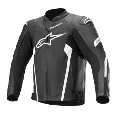 Imagen de Alpinestars Faster V2 Chaqueta de Piel, Color, Blanco/Negro, 60 para Hombre