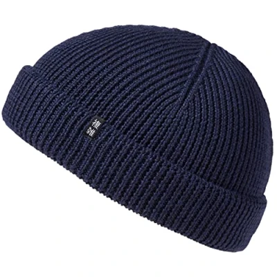 Imagen de Enter the Complex® Fisherman Beanie, 100% lana merino, gorro de arrastrero, punto costilla, para hombre y mujer, gris claro, Talla única