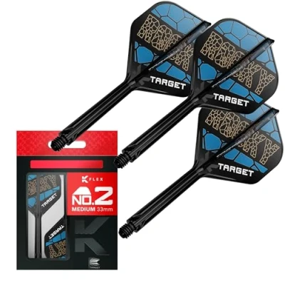 Imagen de Target Darts Josh Rock K Flex Flights and Shaft System, No.2 Pack de 3 Plumas Kflex All In One, Accesorios para Dardos Edición Jugador Caña Mediana (33mm)
