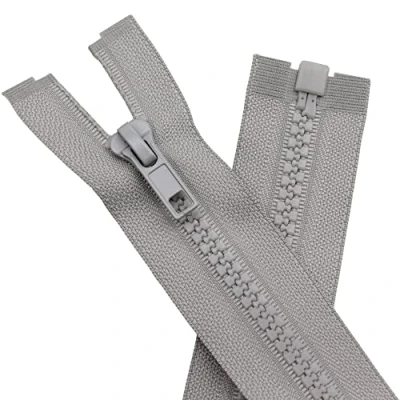 Imagen de YaHoGa 2 unidades 90 cm cremallera de plástico 5 mm divisible para chaquetas gris