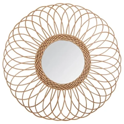 Imagen de ATMOSPHERA CREATEUR D&#039;INTERIEUR Espejo Decorativo Fabricado en Mimbre D.56 cm D. 56,5 x 3,7 cm, Beige, l. 58 2,2 H.
