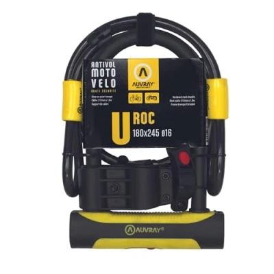 Imagen de Auvray antirrobo U Roc ø14 180 x 245 + Cable 1 m (Certificado Art) Adulto Unisex, Negro, Talla única