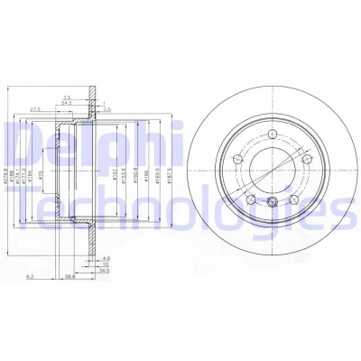 Imagen de DELPHI BG3948C Disco de freno 280 10 5 macizo revestido sin procesar cojinete rueda, anillo sensor ABS BMW: 1 Hatchback