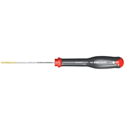 Imagen de Facom at 2.5 X 75 mm Protwist Destornillador para tornillos ranurados Hoja avellanada, Negro