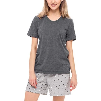 Imagen de Merry Style Pijama Conjunto Camiseta y Pantalones Ropa de Cama Mujer MS10 177 (Melange Oscuro/Gris, M)