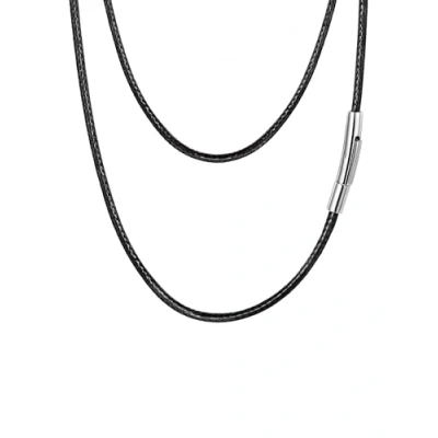 Imagen de PROSTEEL Collar de Cuero Genuino para Hombre, 2mm Cadena con Cierre Acero Inoxidable Básico, 55cm