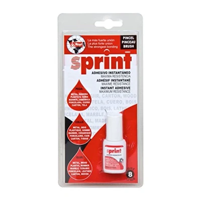 Imagen de Rayt 627 80 SPRINT Adhesivo instantáneo de cianoacrilato con Pincel, uniones rápidas y súper resistentes en segundos. Plástico, caucho, goma, metales, porcelana. 8g.