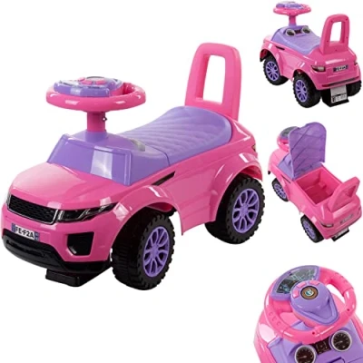 Imagen de Correpasillos Bebe de 12 36 Meses con Faros, Volante Sonidos, Espacio Almacenaje, Protección antivuelco (Rosa)