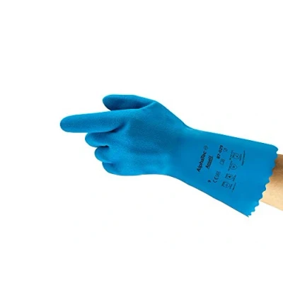 Imagen de Ansell Alphatec 87 029 Guantes de Trabajo Multiusos, Resistencia Química, Conformidad Alimentaria, Forma Anatómica con Dedos Curvados, Talla M (12 Pares)