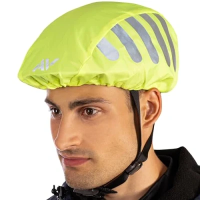 Imagen de AVANA Protector de lluvia para casco bicicleta, reflectores, cubierta reflectante impermeable (amarillo neón)
