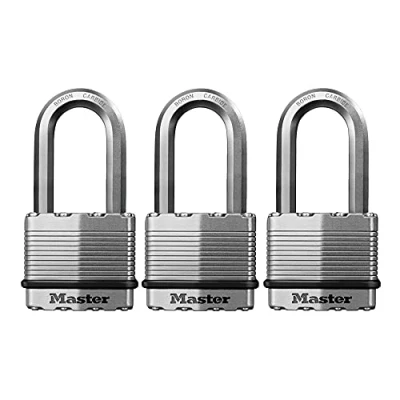 Imagen de Master Lock M5XTRILH Magnum Candado resistente para exteriores con llave, paquete de 3 llaves iguales