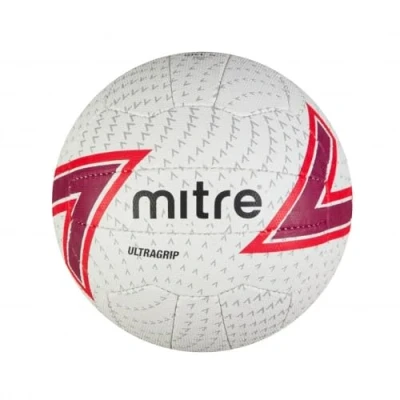 Imagen de Mitre Ultragrip Balón de balonred para Todas Las Condiciones, Estilo Popular, diseño Duradero, Talla 5, Blanco/Chile/Escarlata/Negro