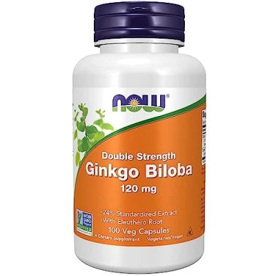 Imagen de Now Foods, Double Strength Ginkgo Biloba, 120mg, 100 Cápsulas veganas, Probado en Laboratorio, Sin Soja, Gluten, Vegetariano, No GMO