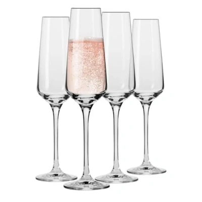 Imagen de Krosno Copas de champán cristal, juego 4, 6.1 onzas, colección Avant Garde, forma clásica para un estilo atemporal, ideal mimosas, prosecco, vino espumoso, apto lavavajillas, fabricado