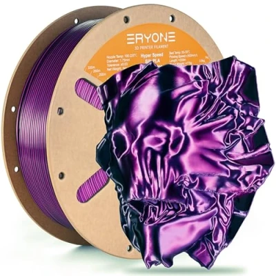 Imagen de ERYONE High Speed Filament Silk Dual Color 1.75mm +/ 0.03mm, 3D Printing PLA Pro Fit Most FDM Printer, 1kg / Spool, Purple &amp; Black
