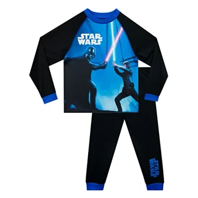 Imagen de Star Wars Pijamas Pijama de Manga Larga Luke Skywalker vs Darth Vader para niños Azul 3 4 años Merchandising Oficial