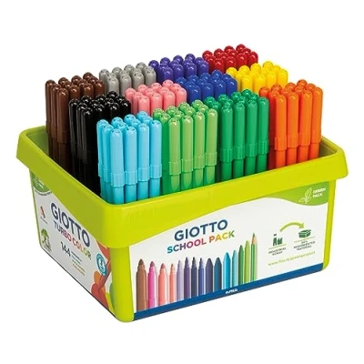 Imagen de GIOTTO Turbocolor, Rotuladores, Punta Fina, 2.8mm, Schoolpack de Bio Plástico , 12x12 Colores Surtidos, 144 uds.