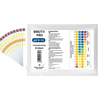 Imagen de 50 tiras de prueba pH 0 14, indicador universal, gran rango medición agua, piscina, estanque