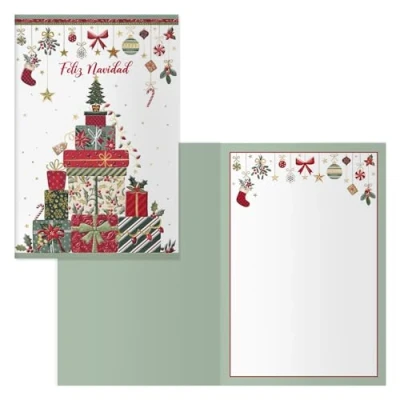 Imagen de DOHE Tarjetas de Felicitación Navidad Pack 6 unidades Tamaño: 11,5x17 cm (cerrada) Incluye sobre para guardar la tarjeta Modelo Regalos