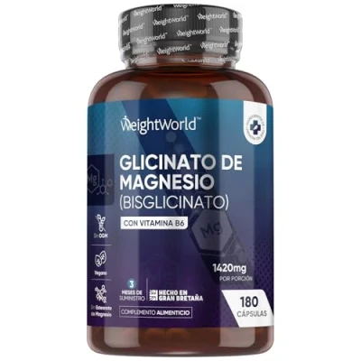 Imagen de Bisglicinato de Magnesio con Vitamina B6 1420mg Potencia 180 Cápsulas Veganas 200mg Elemental para Energía, Reducir Cansancio y Fatiga, Equilibrar los Electrolitos 3 Meses