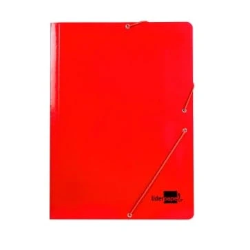 Imagen de CARPETA LIDERPAPEL GOMAS FOLIO 3 SOLAPAS CARTON PLASTIFICADO COLOR ROJO