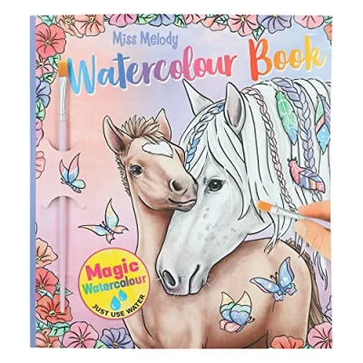 Imagen de Depesche 12576 Miss Melody Libro de Acuarela, para Colorear Incl. Pincel y 30 Motivos Caballos Pintar con Agua