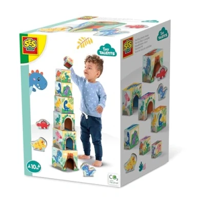 Imagen de SES Creative 13202 Torre de Bloques apilables con Figuras Dinosaurio, Amarillo