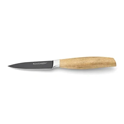 Imagen de ECHTWERK cuchillo de acero Negro Edición para frutas y verduras, cocina, especial, mango madera acacia longitud la hoja: 8,8 cm