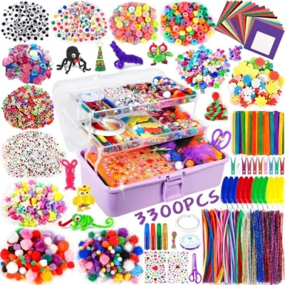 Imagen de Purpledi 3300+PCS DIY Creativo Kit Manualidades Material, Art Supplies Regalo Labores, Juguetes Educativos para Niño 5 6 7 8 Años