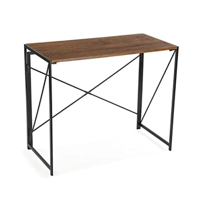 Imagen de Versa Jack Escritorio Plegable para el Ordenador, Mesa la Habitación o Estudio. Gaming, Medidas (Al x L An) 74 45 90 cm, Madera y Metal, Color Marrón