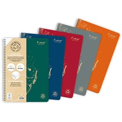 Imagen de Forever 68406C Cuaderno de espiral, 100% reciclado, una marca Clairefontaine, A4, 21 x 29,7 cm, 120 páginas desmontables con líneas Papel reciclado blanco 90 g Tapa para tarjeta reciclada