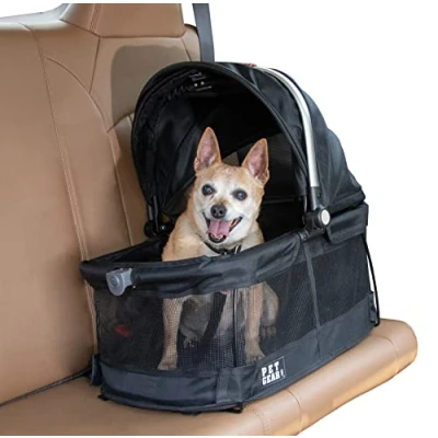 Imagen de Pet Gear View 360 Transportín para mascotas y asiento de coche perros gatos pequeños con ventilación malla una fácil visualización, color negro