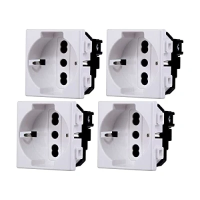 Imagen de Toma Schuko 2P + T 16 A, compatible con Bticino Matix (4 unidades, blanco)