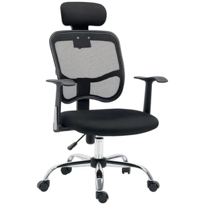 Imagen de Vinsetto Silla de Oficina Giratoria Escritorio Ergonómica con Altura Ajustable Función Inclinación Reposacabezas y Soporte Lumbar 63x62x109 117 cm Negro