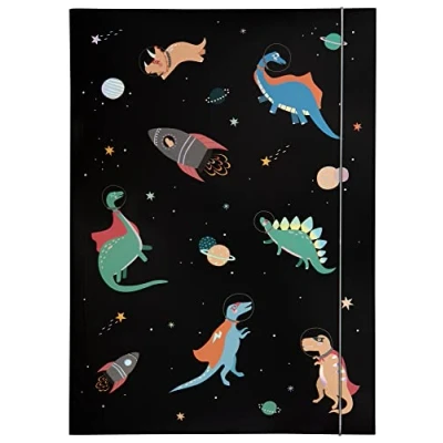 Imagen de folia 69015 Carpeta A3 Hot Foil Space Dinos, de cartón Resistente con Banda elástica, Multicolor (MAX Bringmann 69015)