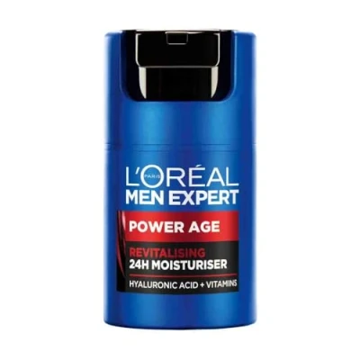 Imagen de L&#039;Oréal Crema hidratante Para hombre, Antiarrugas y antienvejecimiento, Con ácido hialurónico el envejecimiento, pieles secas apagadas, Men Expert Power Age, 50ml