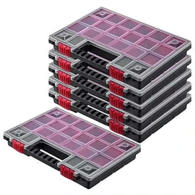 Imagen de KADAX Organizador, caja de herramientas plástico, con tapa transparente, para piezas pequeñas en diferentes tamaños, surtida (34 x 25 cm/6 unidades)