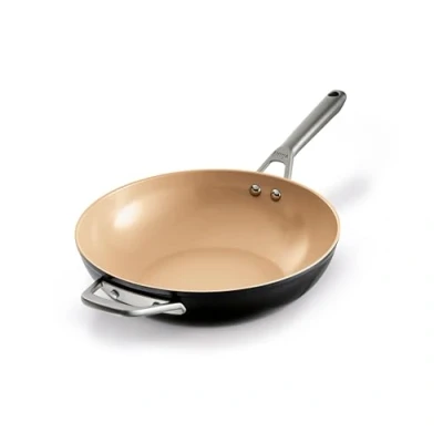 Imagen de Ninja Extended Life CW90928DE Wok de cerámica (28 cm, antiadherente, sin PFAs, PFOA, plomo, cadmio), apta para inducción, mango acero inoxidable, apto horno hasta 285 C, terracota y gris