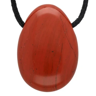 Imagen de Lebensquelle Plus Colgante de gota Jaspe rojo Piedra tamboreada perforada con cinta algodón piedras preciosas, semipreciosa,