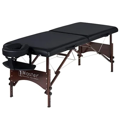 Imagen de Master Massage 71 Cm Argo Mobil Massageliege Klappbar Portable Bed Walnussholzbeine Tragetasche Tumbona de Masaje portátil, Madera, Plegable, Ultraligera, Negro, Mediano